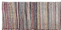 Girit Beige Striped Wool Handmade Area Rug 4'0" x 8'5"