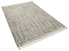 Machine Made Area Rug – Fremont Brown Geometric Cotton Yarn Carpet for Living Room