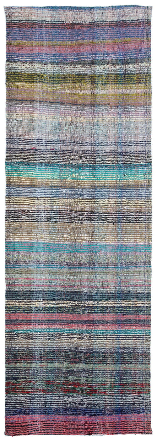 Girit Beige Striped Wool Handmade Area Rug 4'3" x 12'5"