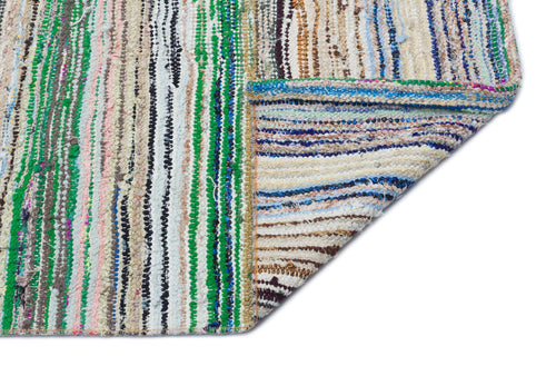 Girit Beige Striped Wool Handmade Area Rug 4'0" x 10'7"