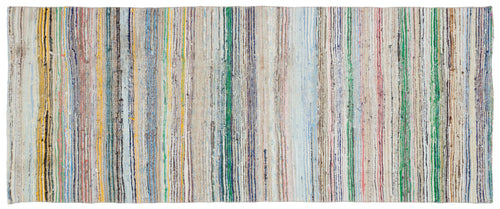 Girit Beige Striped Wool Handmade Area Rug 4'0" x 10'7"