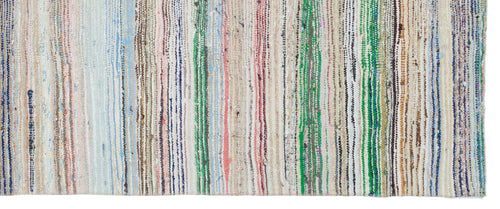 Girit Beige Striped Wool Handmade Area Rug 4'0" x 10'7"