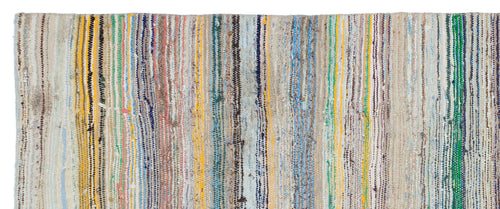 Girit Beige Striped Wool Handmade Area Rug 4'0" x 10'7"