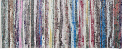 Girit Beige Striped Wool Handmade Area Rug 4'5" x 11'3"