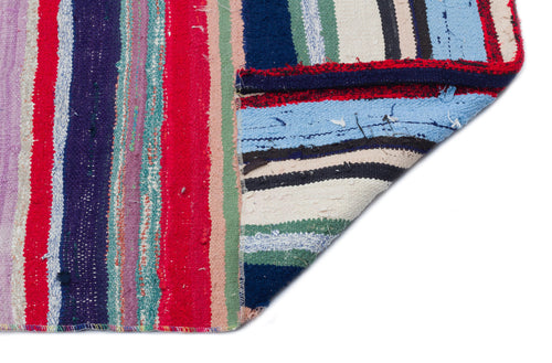 Girit Beige Striped Wool Handmade Area Rug 5'4" x 9'11"