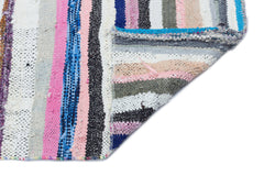 Girit Beige Striped Wool Handmade Area Rug 5'3" x 7'3"