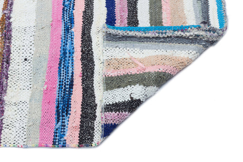 Girit Beige Striped Wool Handmade Area Rug 5'3" x 7'3"