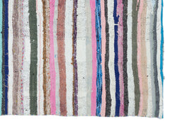 Girit Beige Striped Wool Handmade Area Rug 5'3" x 7'3"