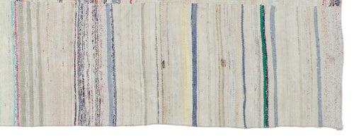 Girit Beige Striped Wool Handmade Area Rug 3'8" x 9'11"