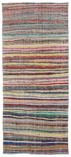Girit Beige Striped Wool Handmade Area Rug 4'10" x 11'1"