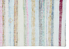 Girit Beige Striped Wool Handmade Area Rug 4'6" x 6'4"