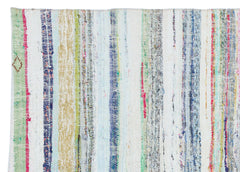 Girit Beige Striped Wool Handmade Area Rug 4'6" x 6'4"