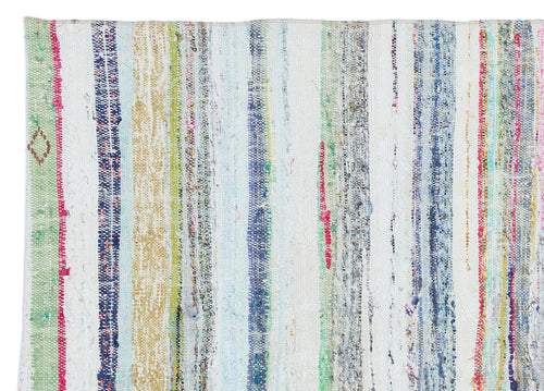 Girit Beige Striped Wool Handmade Area Rug 4'6" x 6'4"