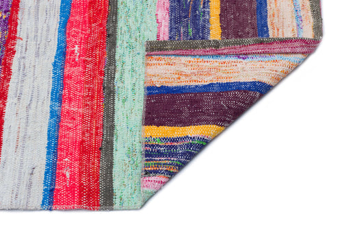 Girit Beige Striped Wool Handmade Area Rug 5'4" x 10'2"