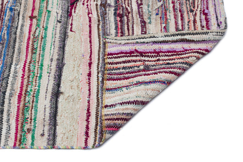 Girit Beige Striped Wool Handmade Area Rug 4'8" x 11'5"