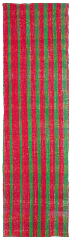 Girit Red Striped Wool Handmade Area Rug 3'4" x 11'11"