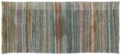 Girit Beige Striped Wool Handmade Area Rug 4'11" x 10'8"