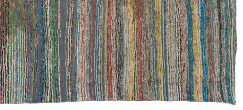 Girit Beige Striped Wool Handmade Area Rug 4'11" x 10'8"