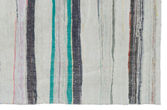 Girit Beige Striped Wool Handmade Area Rug 5'5" x 8'5"