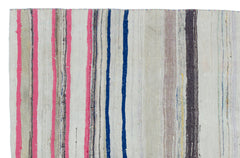 Girit Beige Striped Wool Handmade Area Rug 5'5" x 8'5"