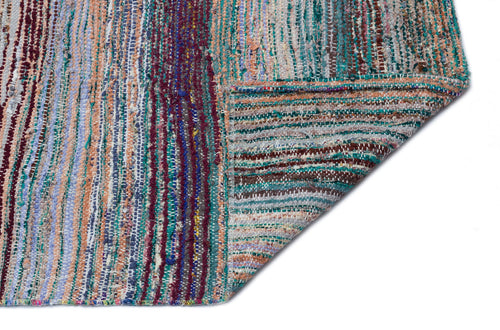 Girit Beige Striped Wool Handmade Area Rug 6'1" x 9'1"