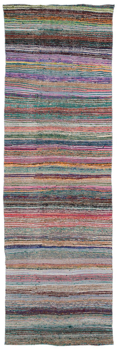 Girit Beige Striped Wool Handmade Area Rug 6'1" x 9'1"