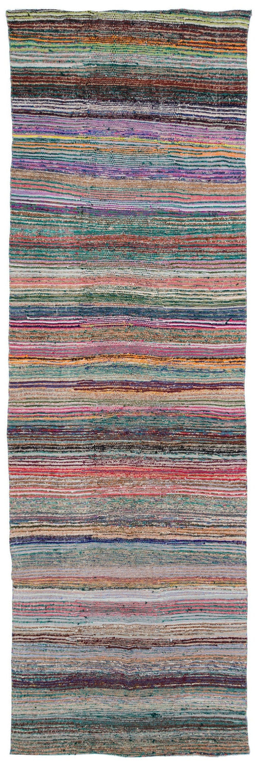 Girit Beige Striped Wool Handmade Area Rug 6'1" x 9'1"
