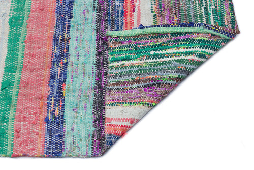 Girit Beige Striped Wool Handmade Area Rug 5'1" x 7'7"