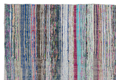 Girit Beige Striped Wool Handmade Area Rug 5'1" x 7'7"