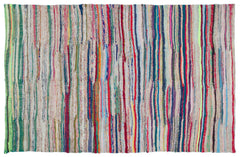 Girit Beige Striped Wool Handmade Area Rug 5'11" x 8'8"