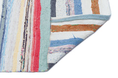 Girit Beige Striped Wool Handmade Area Rug 5'2" x 9'2"