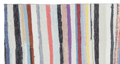 Girit Beige Striped Wool Handmade Area Rug 5'2" x 9'2"