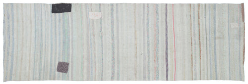 Girit Beige Striped Wool Handmade Area Rug 3'2" x 10'1"