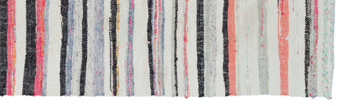 Girit Beige Striped Wool Handmade Area Rug 2'8" x 9'6"