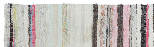 Girit Beige Striped Wool Handmade Area Rug 2'8" x 9'6"