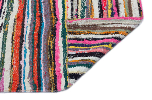 Girit Beige Striped Wool Handmade Area Rug 2'8" x 10'5"