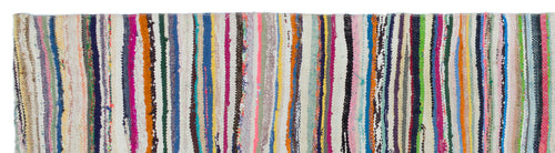 Girit Beige Striped Wool Handmade Area Rug 2'8" x 10'5"