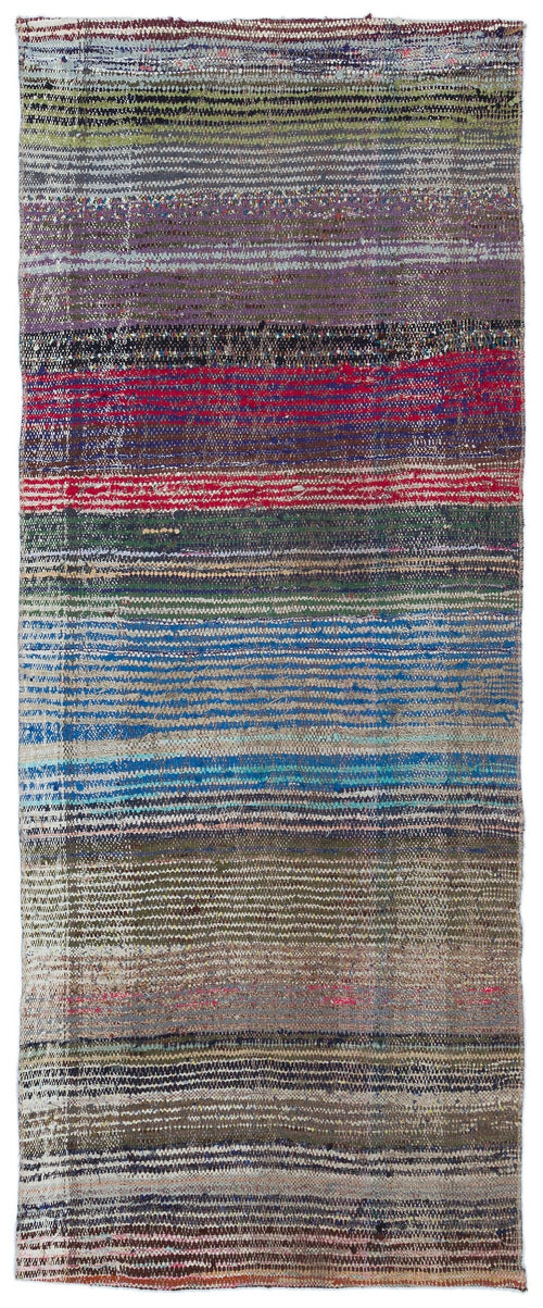 Girit Brown Striped Wool Handmade Area Rug 2'6" x 6'4"
