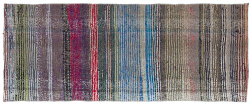 Girit Brown Striped Wool Handmade Area Rug 2'6" x 6'4"