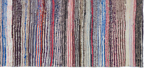 Girit Beige Striped Wool Handmade Area Rug 4'0" x 8'5"