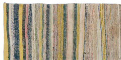 Girit Beige Striped Wool Handmade Area Rug 4'4" x 8'11"