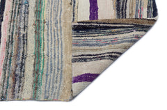 Girit Beige Striped Wool Handmade Area Rug 4'2" x 8'2"