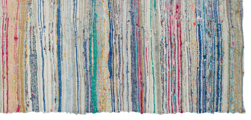 Girit Beige Striped Wool Handmade Area Rug 4'11" x 10'7"