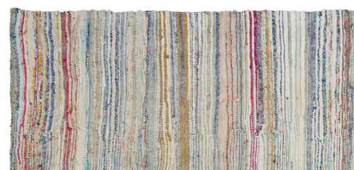 Girit Beige Striped Wool Handmade Area Rug 4'11" x 10'7"