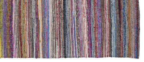 Girit Beige Striped Wool Handmade Area Rug 4'5" x 10'11"