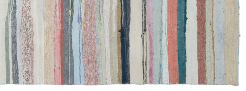 Girit Beige Striped Wool Handmade Area Rug 5'7" x 7'11"