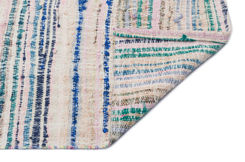 Girit Beige Striped Wool Handmade Area Rug 5'2" x 10'0"