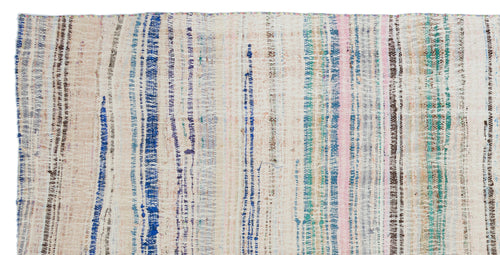 Girit Beige Striped Wool Handmade Area Rug 5'2" x 10'0"