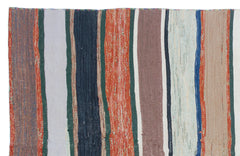 Girit Beige Striped Wool Handmade Area Rug 5'1" x 8'0"