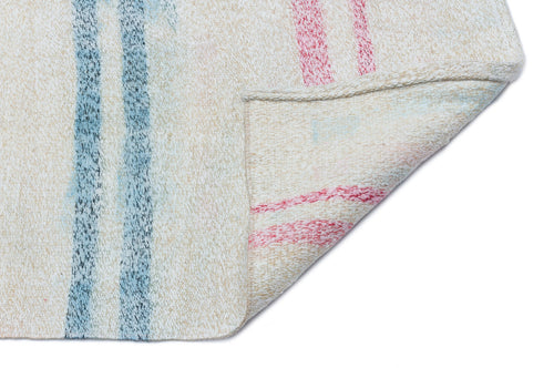 Girit Beige Striped Wool Handmade Area Rug 3'8" x 8'5"